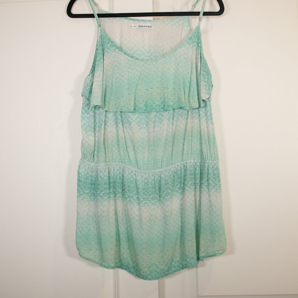 Maurices mint and off white peplum ruffle tank